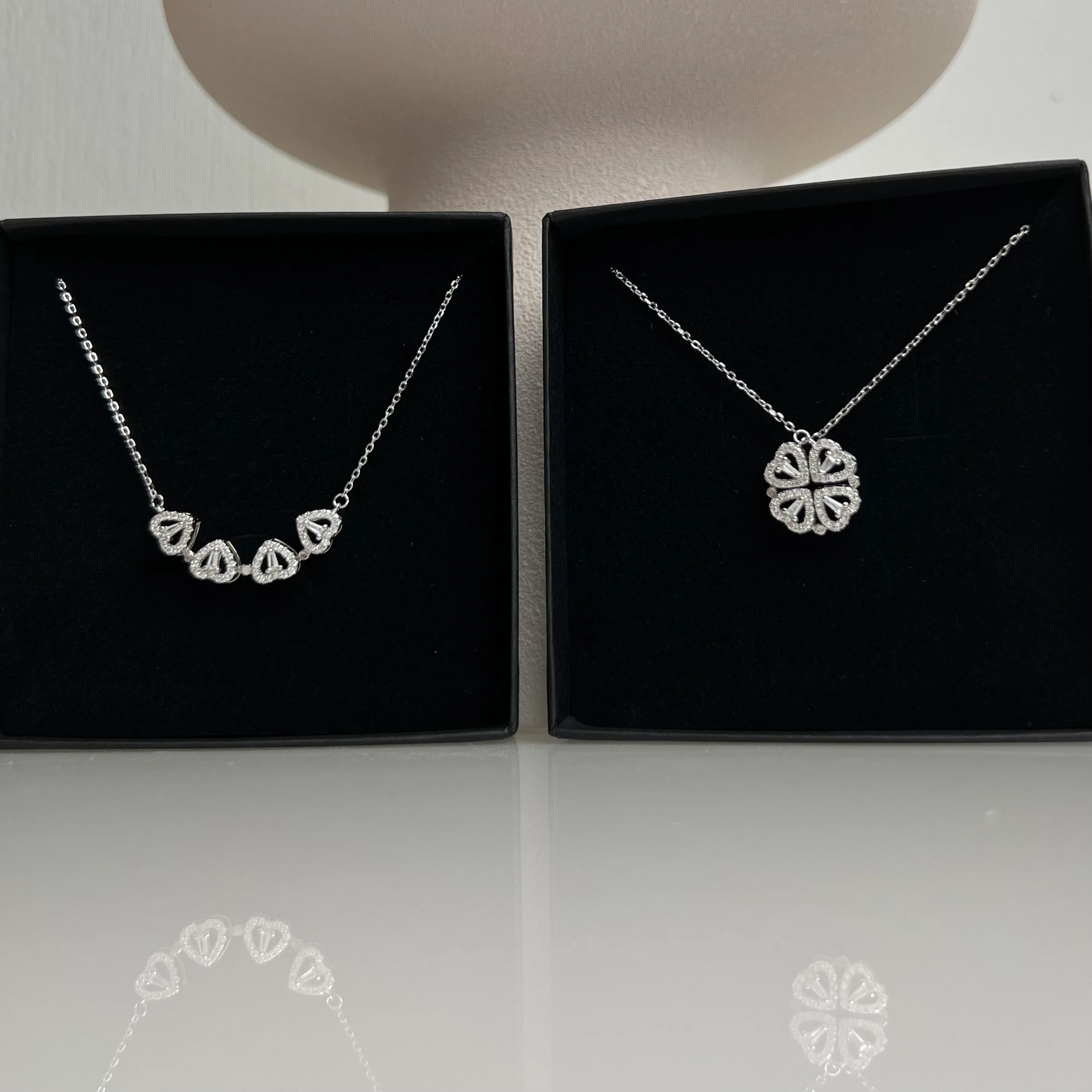 Necklace with clover & heart pendant silver-ice (925 silver) - Image 6